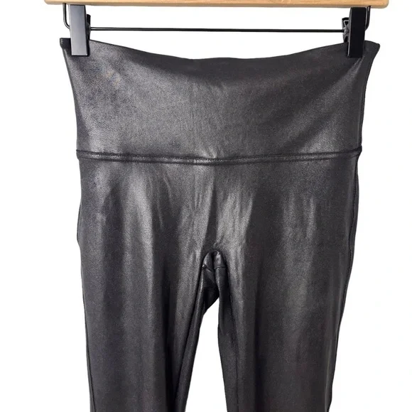 Spanx Faux Leather Leggings Black Size Small Contoured Waistband Shapewear 2437 - Picture 3 of 6